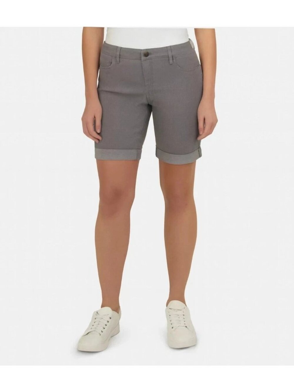 Nautica Womens Charcoal Rolled Cuff Bermuda Shorts Size 6 Cotton Blend